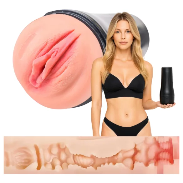 Desirel True Touch - realistična vibrirajuća umjetna vagina - prirodno/crna