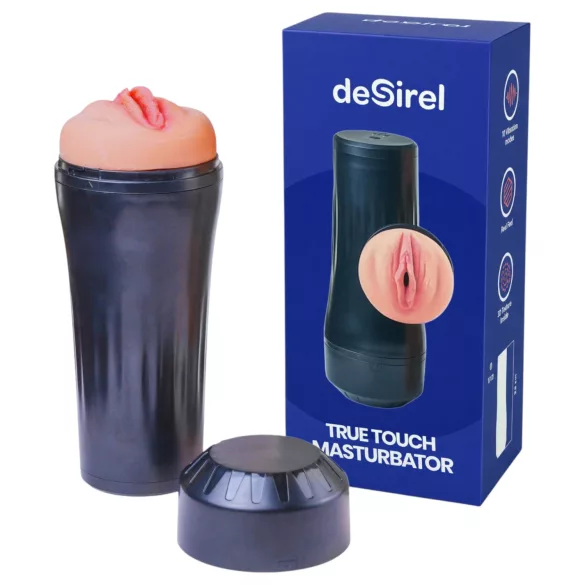 Desirel True Touch - realistična vibrirajuća umjetna vagina - prirodno/crna