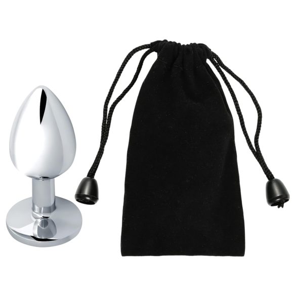 Sunfo - metalni analni čep s ružičastim kamenom (srebrni)