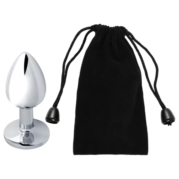 Sunfo - metalni analni čep s plavim kamenom - srebrni