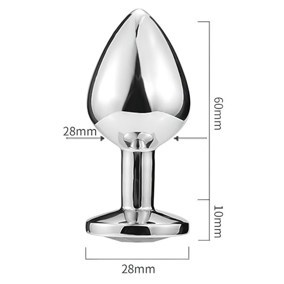 Sunfo - metalni analni čep sa srcolikim tamnoljubičastim kamenom (srebro)