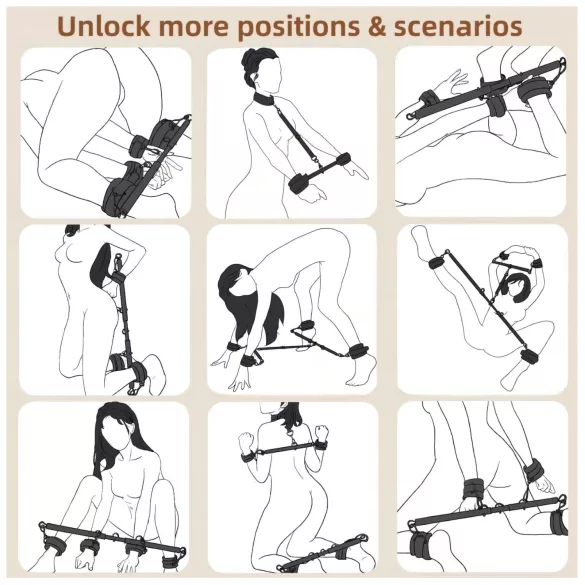 Lonely - podesiva šipka za širenje i lisice - crna