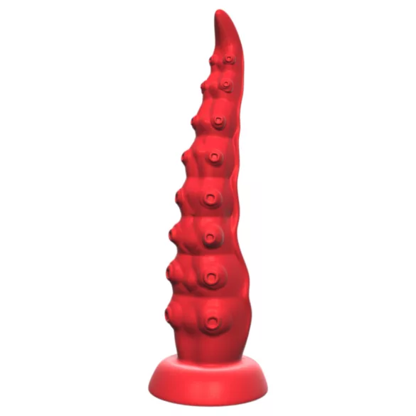 Monster Fuck - vibrirajući dildo s pipcima i daljinskim upravljačem - crveni