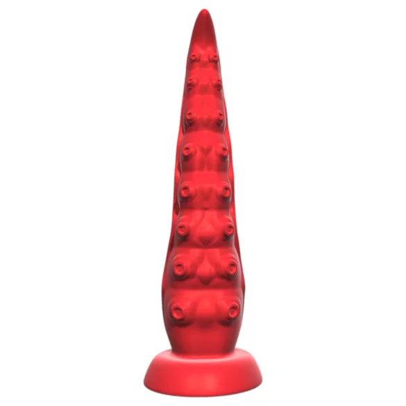 Monster Fuck - vibrirajući dildo s pipcima i daljinskim upravljačem - crveni