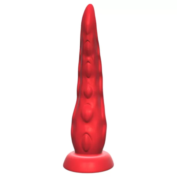 Monster Fuck - vibrirajući dildo s pipcima i daljinskim upravljačem - crveni
