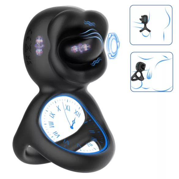 Biu-Biu - prsten za penis i stimulator klitorisa s vibratorom - crna