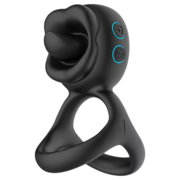 Biu-Biu - prsten za penis i stimulator klitorisa s vibratorom - crna