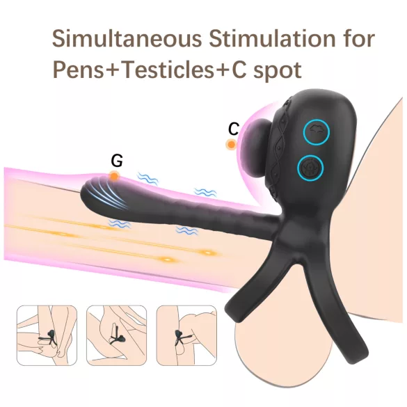 Biu-Biu - penis prsten i vibrator za parove - crna