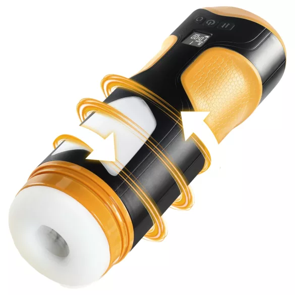 Lonely - muški masturbator s potiskivanjem i rotacijom - crni