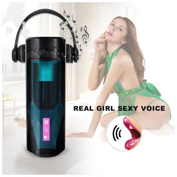 Lonely - muški masturbator s potiskačem i zvukom - crni