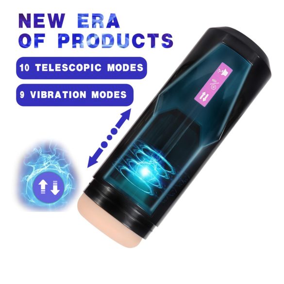 Lonely - muški masturbator s potiskačem i zvukom - crni