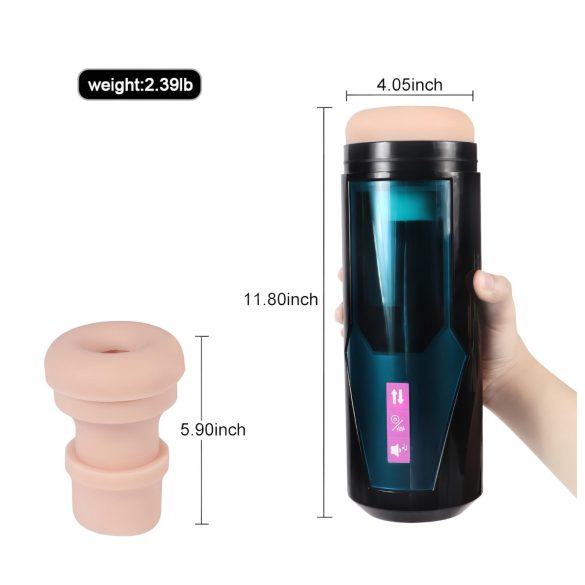 Lonely - muški masturbator s potiskačem i zvukom - crni