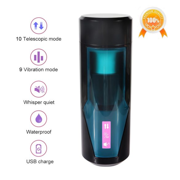 Lonely - muški masturbator s potiskačem i zvukom - crni