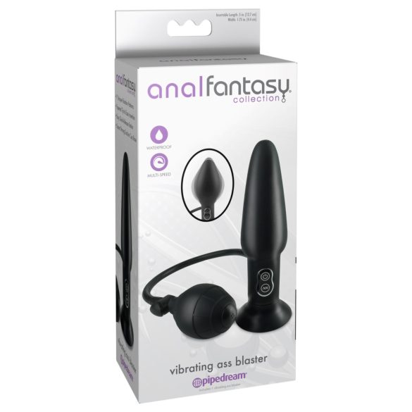 Anal Fantasy - crni analni čep s pumpicom i vibracijom