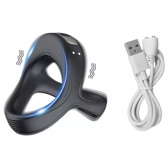 AlvUp - vibrirajući prsten za penis i testise - crni