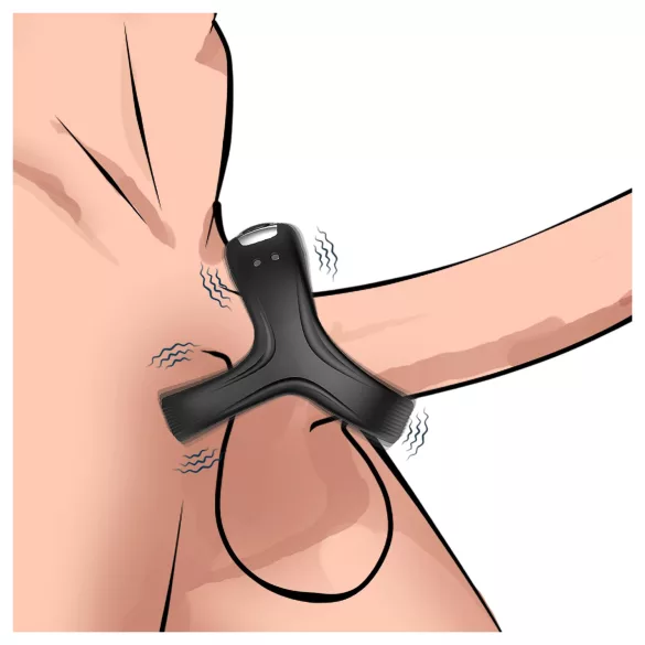 AlvUp - vibrirajući prsten za penis i testise - crni