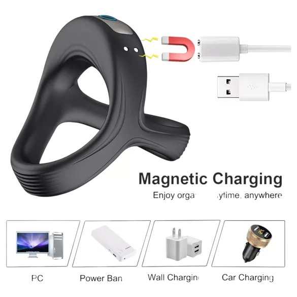 AlvUp - vibrirajući prsten za penis i testise - crni