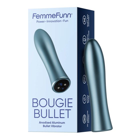 FemmeFunn Bougie - vrhunski štapni vibrator od anodiziranog aluminija (srebrni)