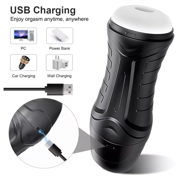 AlvUp - muški masturbator s vakuumskom funkcijom i vibracijom - crni