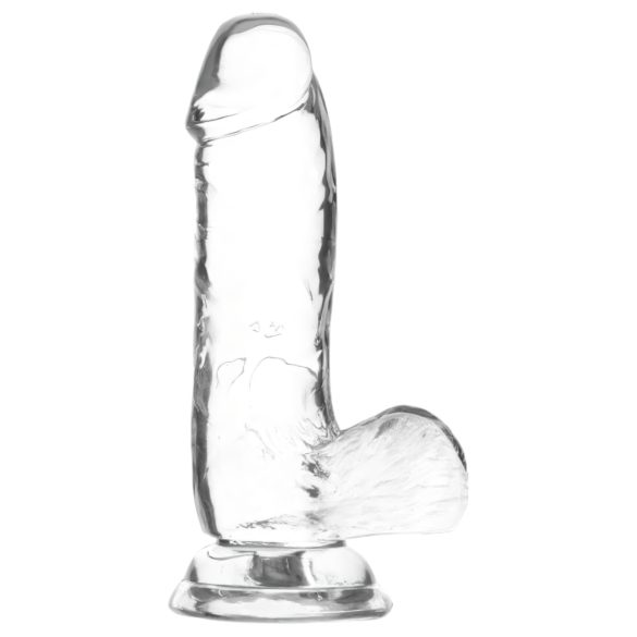 Addiction Crystal - prozirni dildo s testisima, 15cm, s vakuumskom bazom