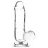 Addiction Crystal - prozirni dildo s testisima, 15cm, s vakuumskom bazom