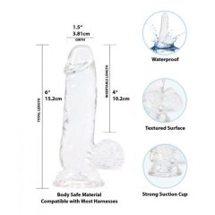 Addiction Crystal - stopalo, testis dildo (proziran) - 15cm