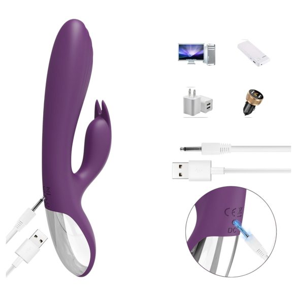 AlvUp - G-točka vibrator s ušima zeca - silikon ljubičasta