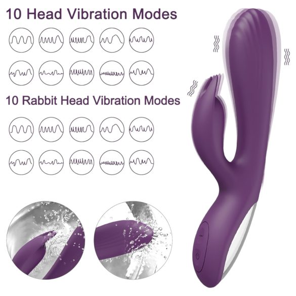 AlvUp - G-točka vibrator s ušima zeca - silikon ljubičasta