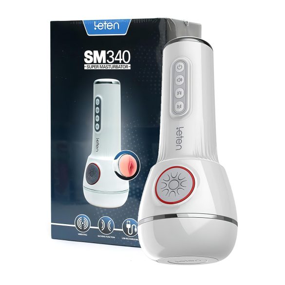 LETEN SM340 - punjivi, vibrirajući, usisni, zvučni masturbator