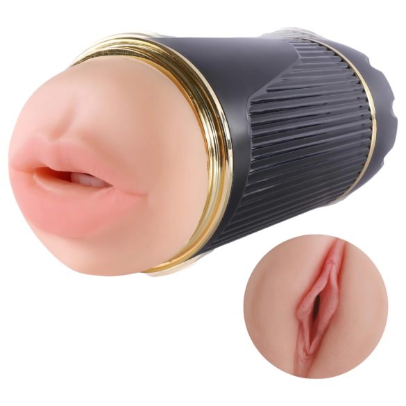 Usamljeni - usne i umjetna vagina masturbator (prirodno-crni)