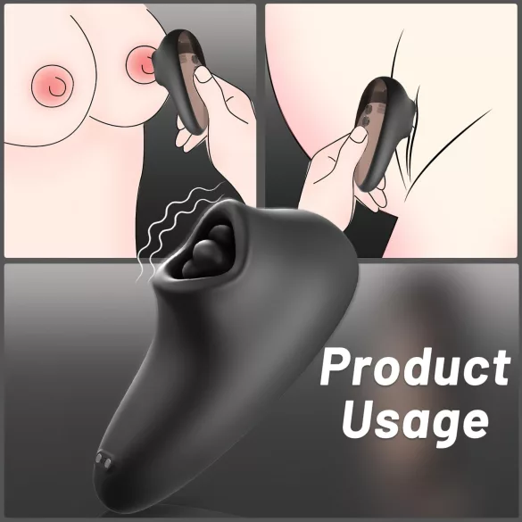 Sex HD Mirror - vibrator za lizanje s grijanjem - crni