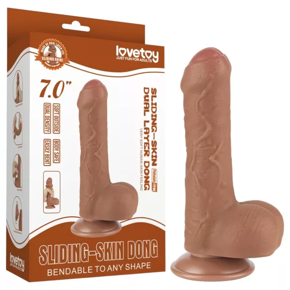 Lovetoy - dildo s testisima - dvostruki sloj - 18,3 cm - natur