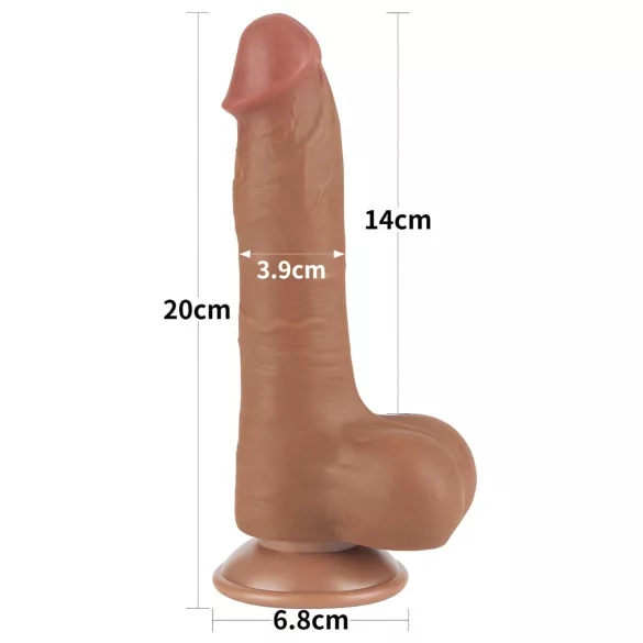Lovetoy - realistični dildo s testisima - dvostruki sloj - 20,8cm - tamna boja
