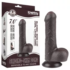   Lovetoy - realistični dildó s testisima - dvostruki sloj - 18,3 cm - smeđa