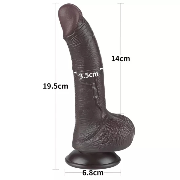 Lovetoy - dildó s vakuumskom bazom - dvostruki sloj - 19,5 cm - smeđa
