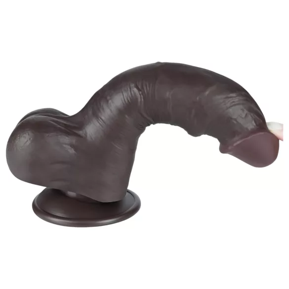 Lovetoy Sliding-Skin - realistični dildo s testisima - dvostruki sloj - 20 cm
