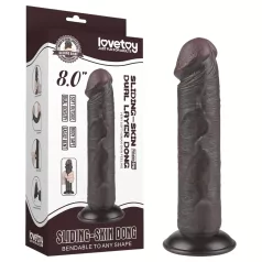   Lovetoy Sliding-Skin - dildo s vakuumskom bazom - dvostruki sloj - 20 cm - smeđa
