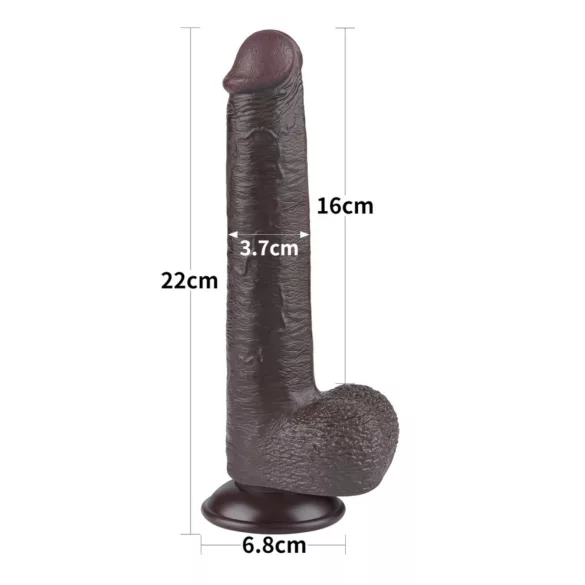 Lovetoy - dildó s vakuumskom čašicom - dvostruki sloj - 20,8 cm - smeđa