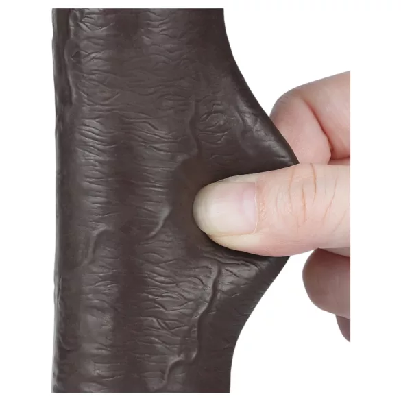 Lovetoy - dildó s vakuumskom čašicom - dvostruki sloj - 20,8 cm - smeđa