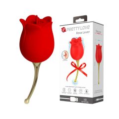   Pretty Love Rose Lover - punjivi vibrator za klitoris 2 u 1 (crveni)