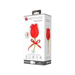   Pretty Love Rose Lover - punjivi vibrator za klitoris 2 u 1 (crveni)
