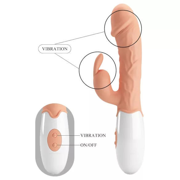 Pretty Love Easter Bunny - vibrator s dodatkom za klitoris - silikonski - natur