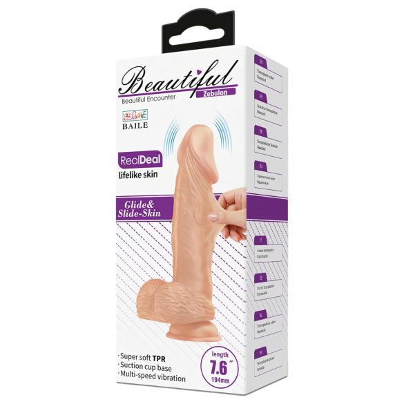 Baile Zebulon - realistični vibrator s testisima - 19 cm - natur