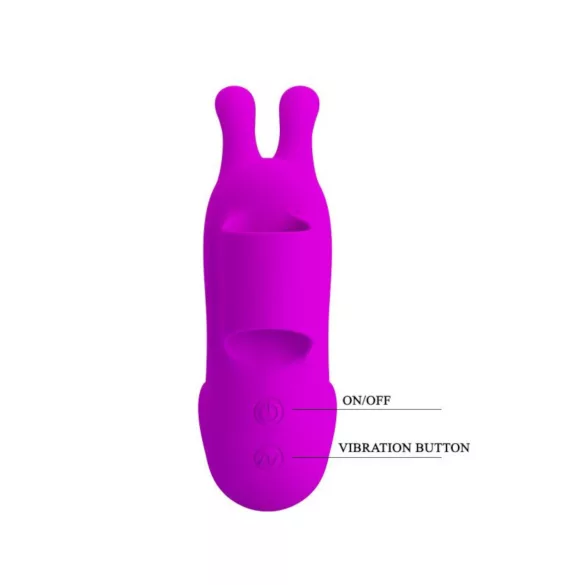 Pretty Love Bunny - mini vibrator za prst s ušima - silikon ljubičasta