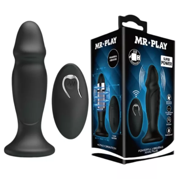 MR. PLAY - analni vibrator na daljinsko upravljanje - punjivi - crni