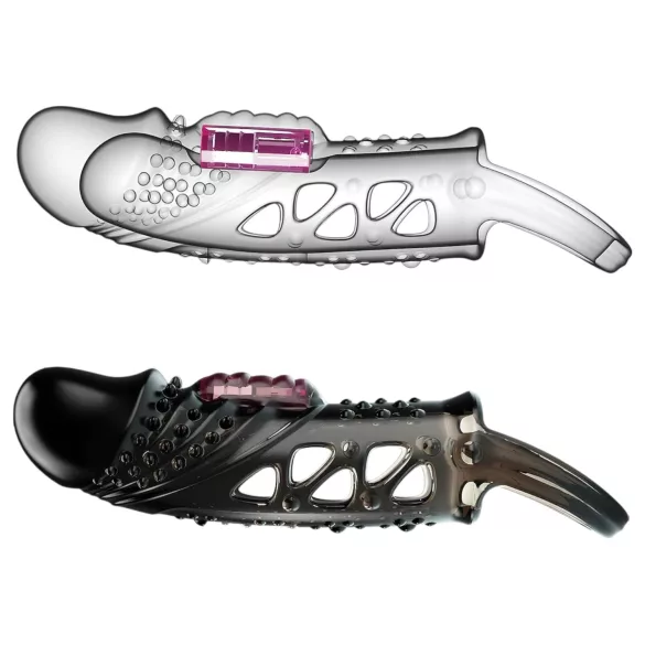 Pretty Love Cecelia - penis rukav s prstenom i vibracijom - silikon crni