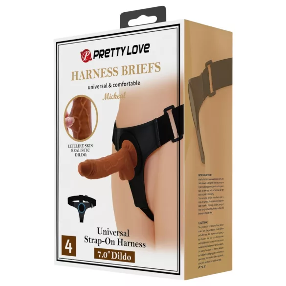 Pretty Love - Strap-on s dildo nastavkom - univerzalni - 17 cm - crna