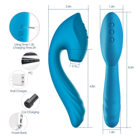 Vibeconnect - vodootporni vibrator G-točke i stimulator klitorisa (plavi)