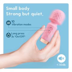   Vibeconnect - punjivi, vodootporni mini vibrator za masažu (ružičasti)