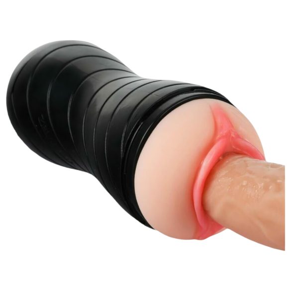 Vibeconnect - realistična usta i vagina masturbator (prirodna-crna)
